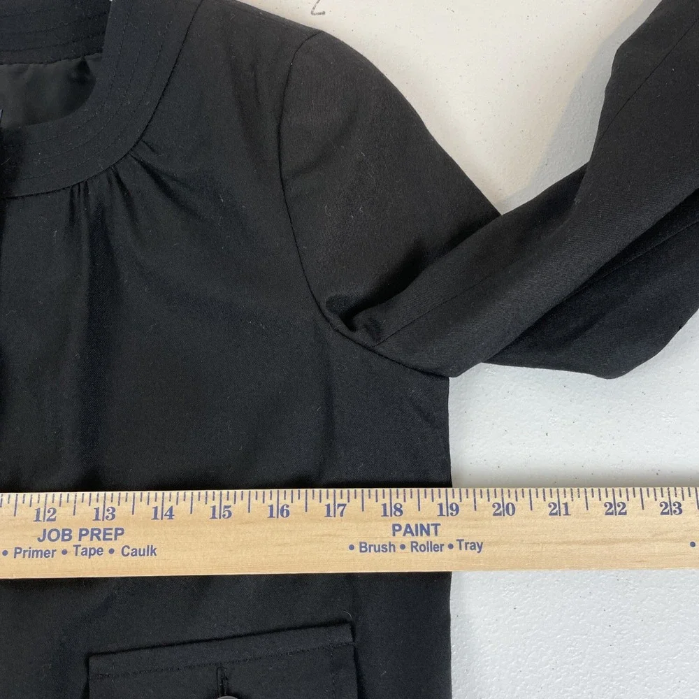J Crew Jacket Women's Size 4 Black Henley Neck Wool Lined Office Career Short‎ - Picture 6 of 10
